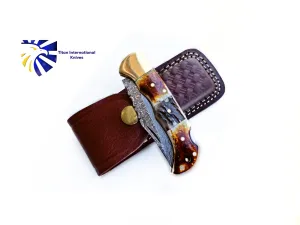 Burnt Bone and Stag Horn folding knife - Titan Int