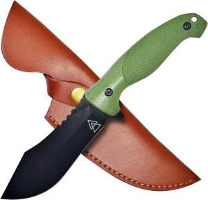 Bushcraft Knife Full Tang with Sheath, 10.2" Fixed Blade Survival Knife with 440C Hardened Stainless Steel, Leather Sheath Included by Kratos - ZFS5