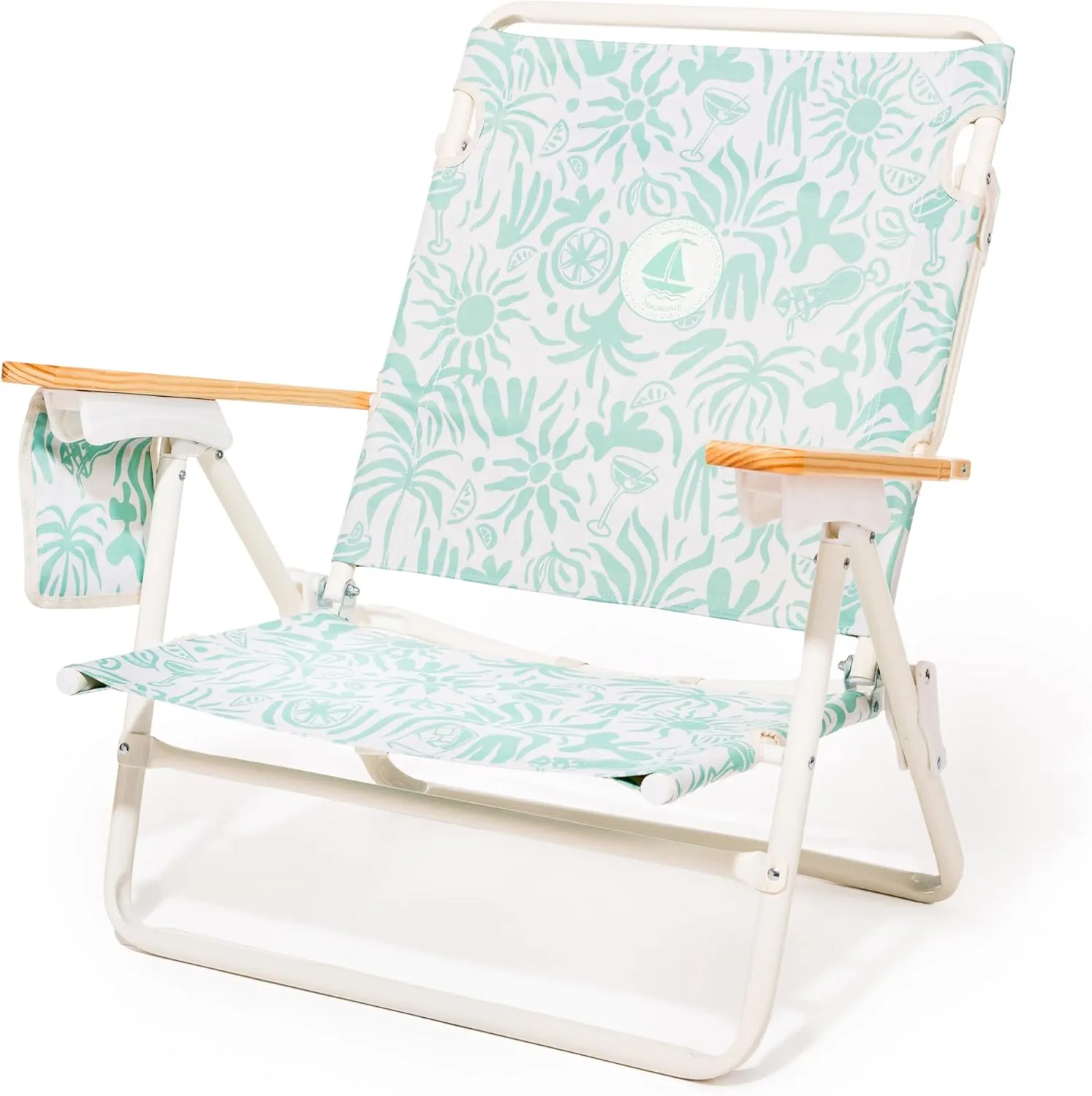 Business & Pleasure Co. Margaritaville Manana Backpack Beach Chair Lay Flat Reclining, Lightweight & Portable, Insulated Cooler Pocket, Last Mango Green Tiki
