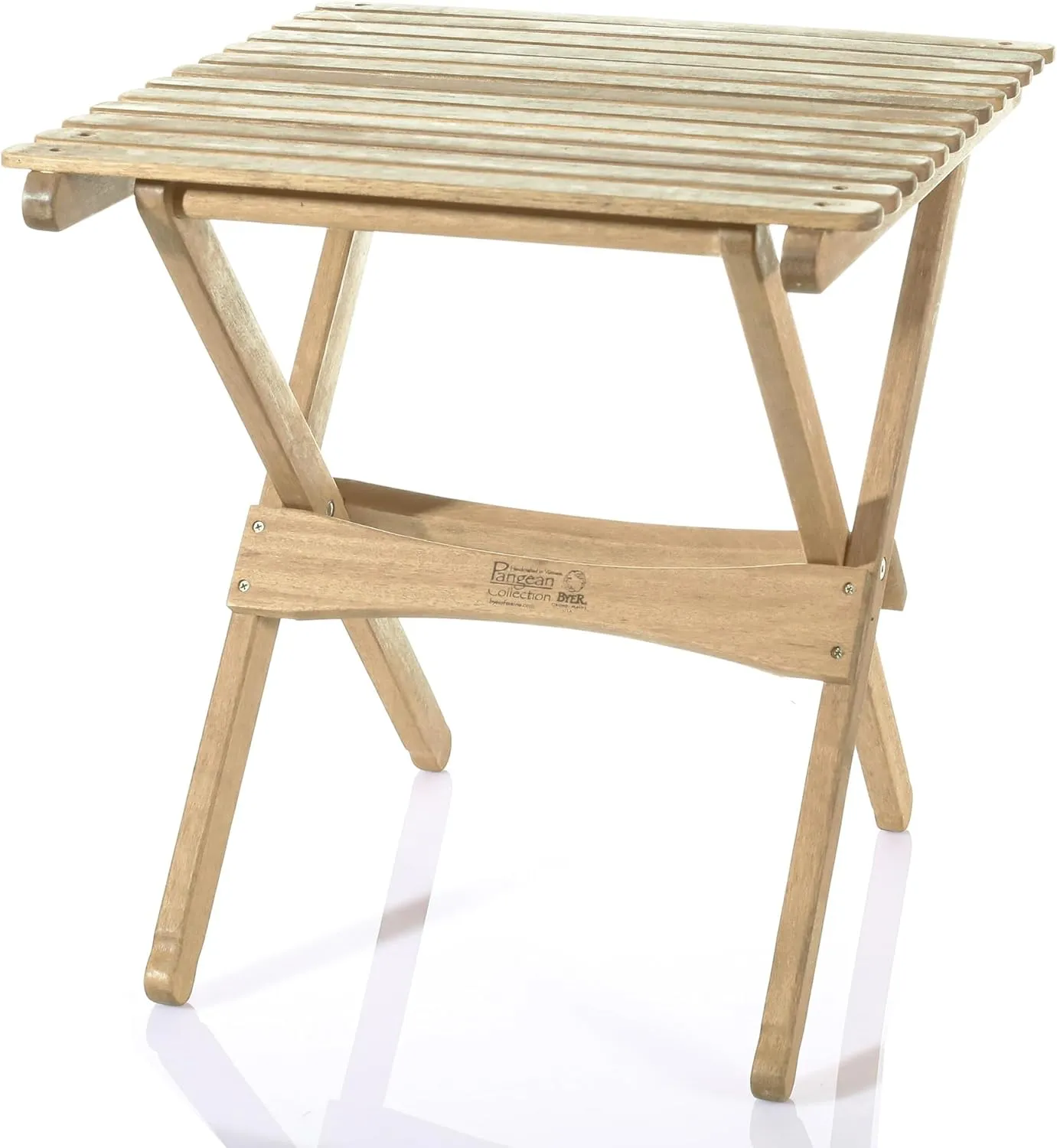 BYER OF MAINE Pangean Folding Wooden Side Table – 22" L x 20" W x 20" H – Portable Compact Outdoor Table – Folding Hardwood Table for Patio, Porch, Balcony, Camping & Garden Use
