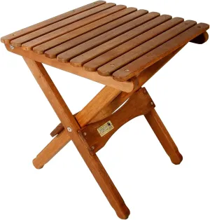 BYER OF MAINE - Pangean Folding Wooden Table, Hardwood Portable Table for Deck, or Camping, Use Indoors or Outdoors - 18" H x 16" W x 16" D