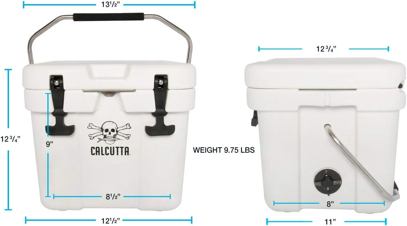 Calcutta Hard Cooler | Insulated Outdoor Ice Chest Keeps Ice for 5 Days | Portable Cooler for Fishing, Boating and Camping | Travel Drink Cooler with a Drain Plug | 11L