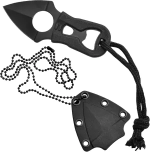 Camillus Heater II 4.25" Compact Durable Corrosion-Resistant 420 Stainless Steel Survival Tactical Fixed Blade Neck Knife, Molded Sheath with Belt Clip Included