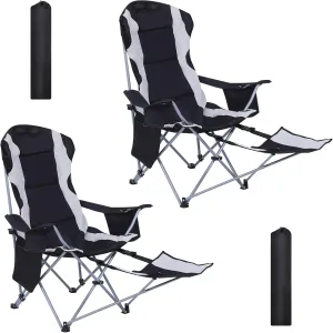 Camp Chair, Camping Chair with Footrest, Outdoor Chair, Foldable Chair for Adults, Cooler Bag, and Cup Holder for Camping, Patio, Events (2-Pack)