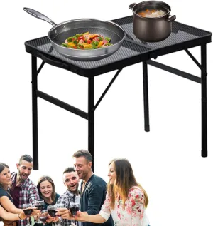 Camp Table Foldable | Outdoor Folding Table Camping Accessories | Aluminum Alloy Non-Slip Tabletop, Adjustable Height Outdoor Gear Portable for Picnic Grilling