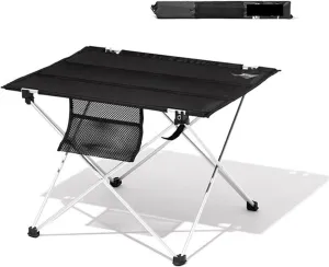 Camp Table Folding Table Portable Outdoor Self-Driving Tour Camping Barbecue Picnic Table Aluminum Alloy Folding Table (Black)