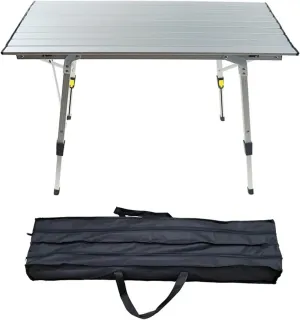 Camp Table Outdoor Folding Aluminum Alloy Picnic Table Waterproof Durable Ultralight Design for Camping, BBQ, Picnic, and Patio (Silver)