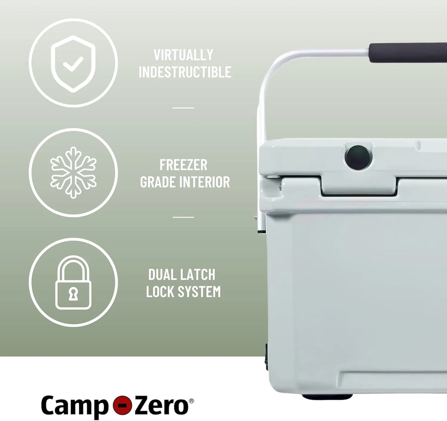 CAMP-ZERO 21 Quart Rotomolded Hard Cooler - Insulated Ice Chest with 4 Cup Holders - Bear-Proof Travel Ice Box for Beverage, Drink, BBQ, Fishing, Camping, Outdoor