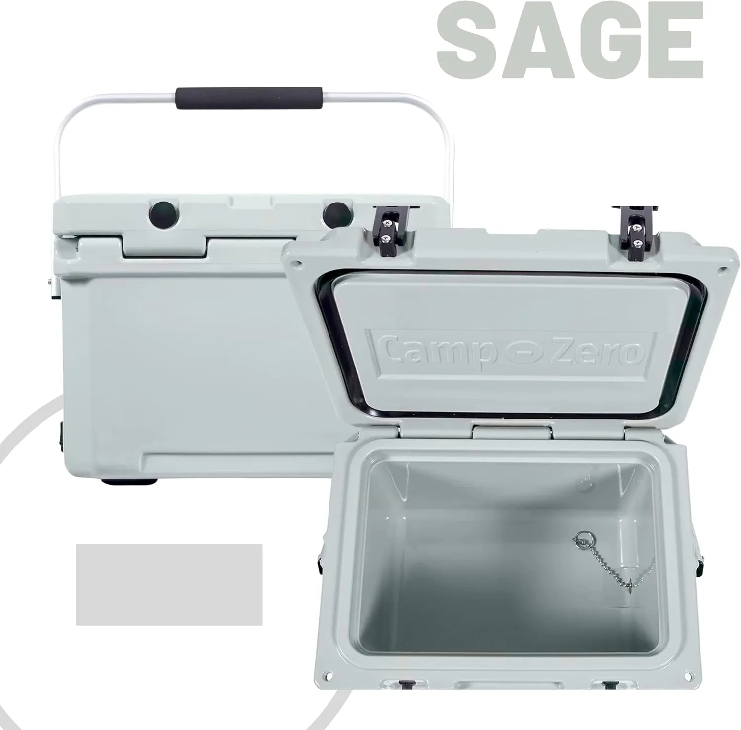 CAMP-ZERO 21 Quart Rotomolded Hard Cooler - Insulated Ice Chest with 4 Cup Holders - Bear-Proof Travel Ice Box for Beverage, Drink, BBQ, Fishing, Camping, Outdoor