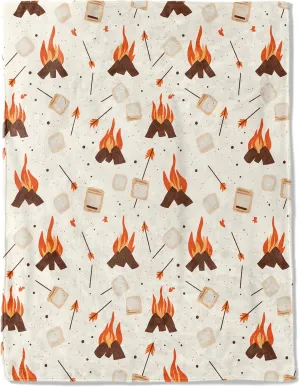 Campfire Fleece Blanket - Lightweight Soft Cozy Gifts Throw for Camper Lovers,Women,Adult,Toasted Marshmallow Flame Blankets,Home Room Relaxing Night Indoors Modern Artistic Decor 50x60in