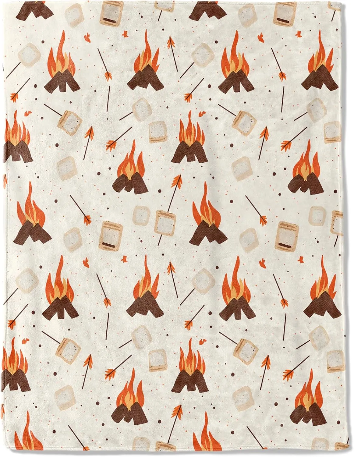 Campfire Fleece Blanket - Lightweight Soft Cozy Gifts Throw for Camper Lovers,Women,Adult,Toasted Marshmallow Flame Blankets,Home Room Relaxing Night Indoors Modern Artistic Decor 50x60in