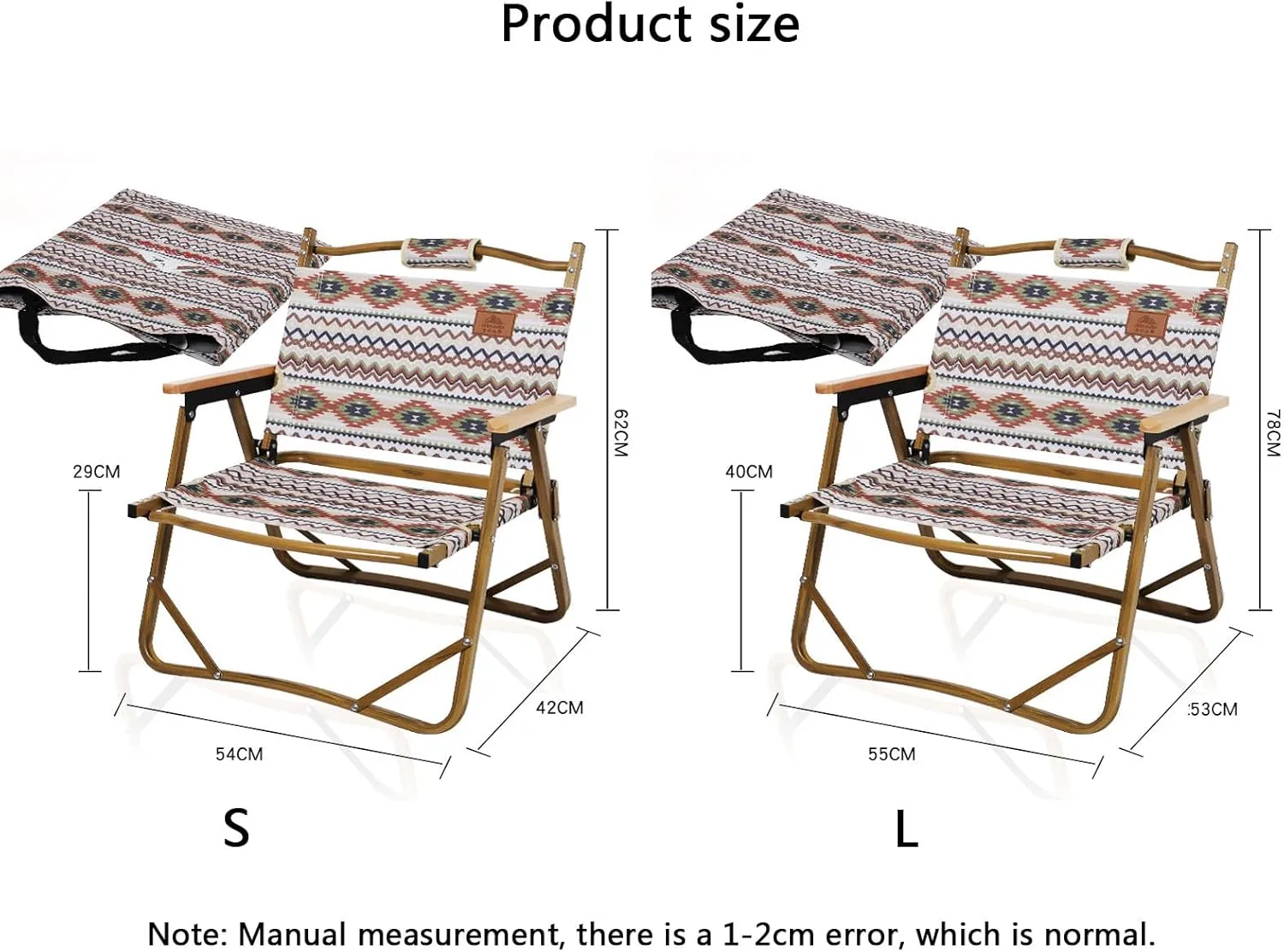 Camping Chair Adjustable Backrest Folding Backpacking Chair for Outdoor Fishing Hiking Picnic Beach with Carry Bag-Brown||S