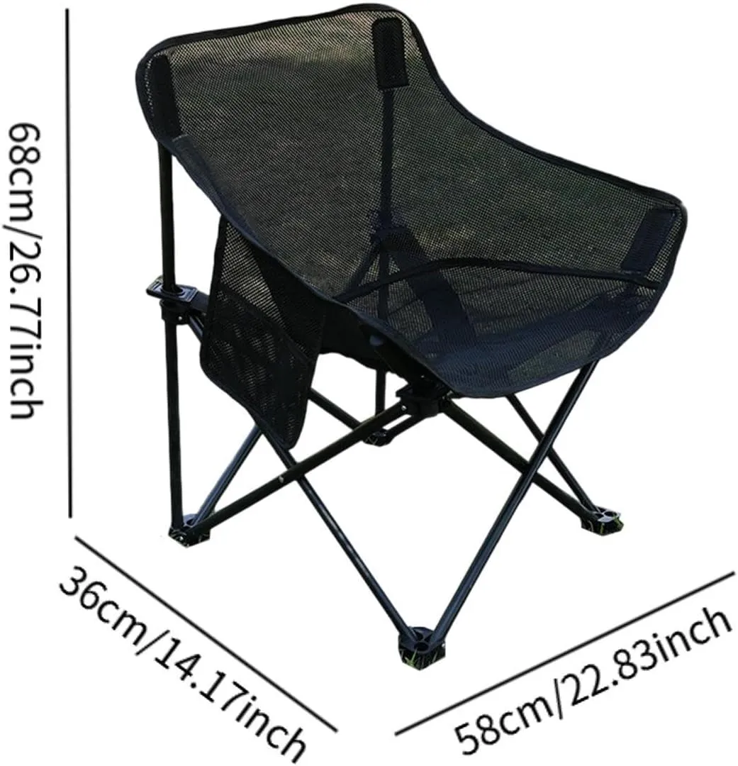 Camping Chair Folding Chair Folded Outdoor Furniture with Storage Bag for Adults for Outside Patio Lawn Yard Sporting Events, Black