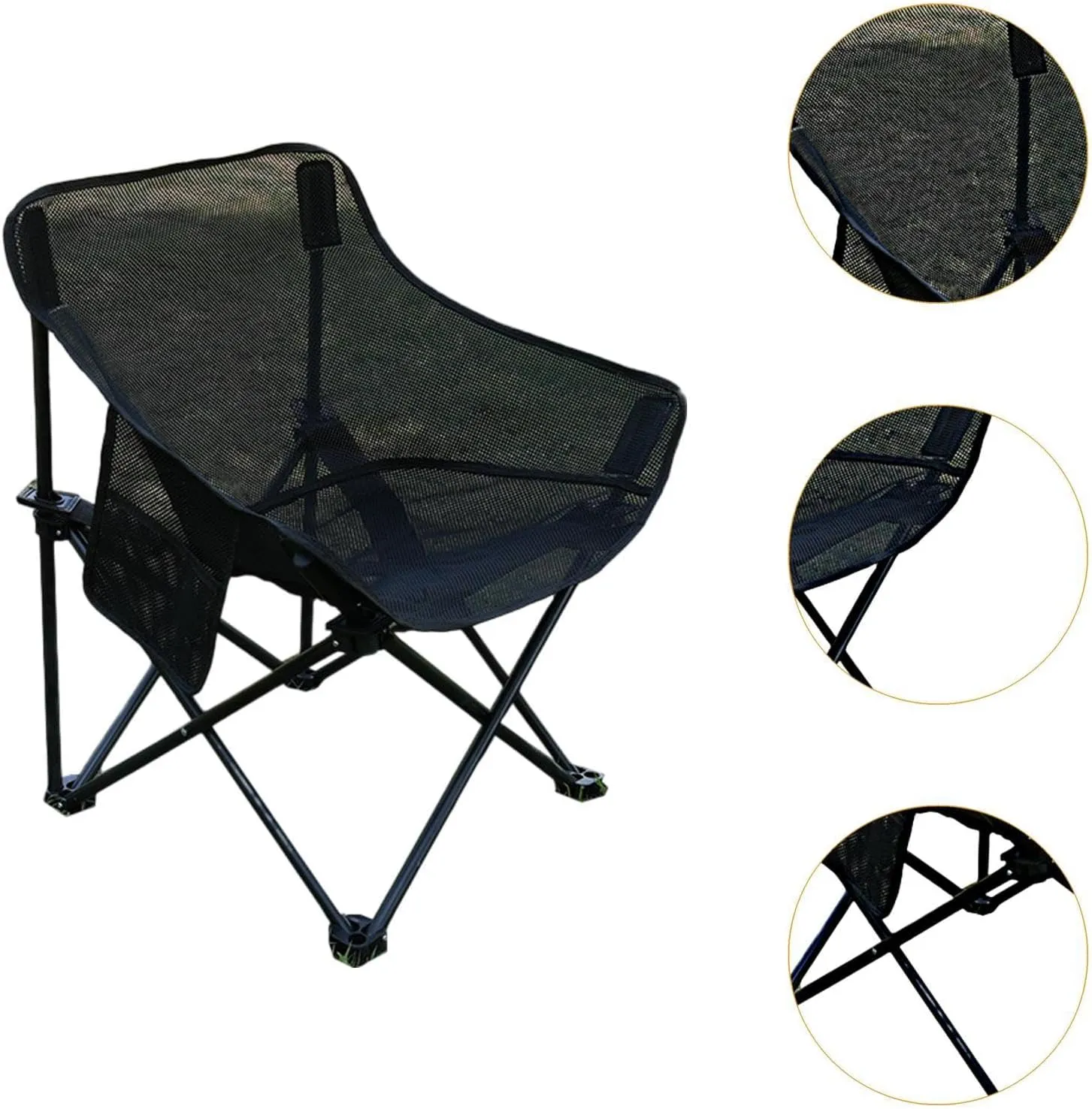 Camping Chair Folding Chair Folded Outdoor Furniture with Storage Bag for Adults for Outside Patio Lawn Yard Sporting Events, Black