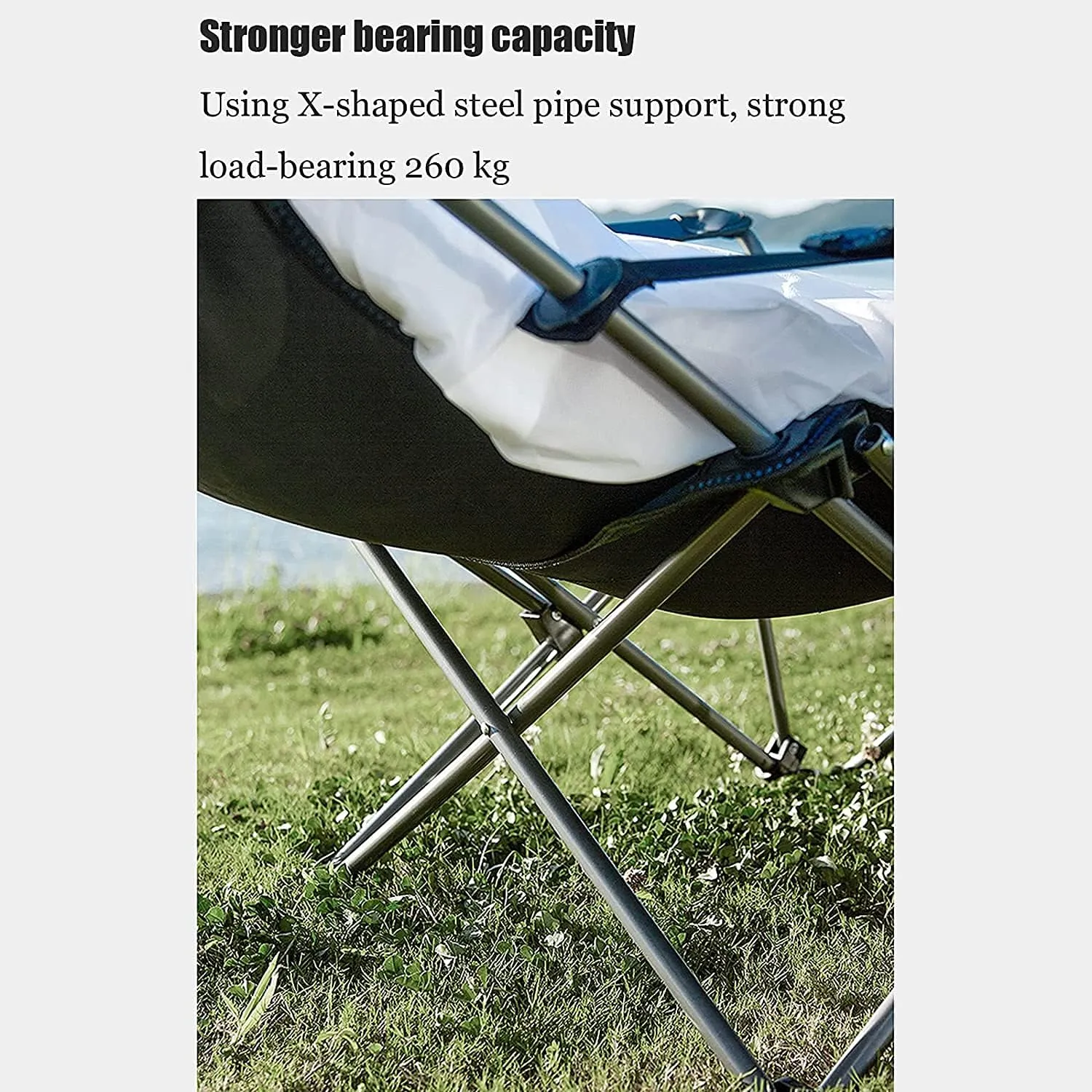 Camping Chair Outdoor Folding Chair Portable Lawn Folding Seat Armchair with Cup Holder Pillow and Carry Bag Leisure Recliner Stool Folding Chair (Color : Blue) (Grün On