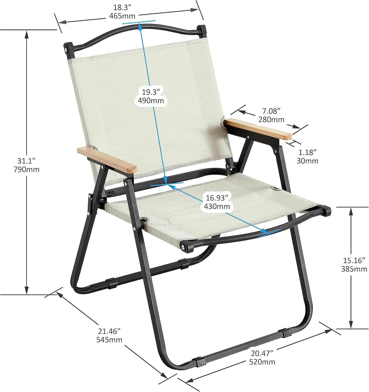 Camping Chair,Folding Outdoor Chair for Indoor,Outdoor Camping,Picnics,Beach,Backyard,BBQ,Party,Patio,Beige