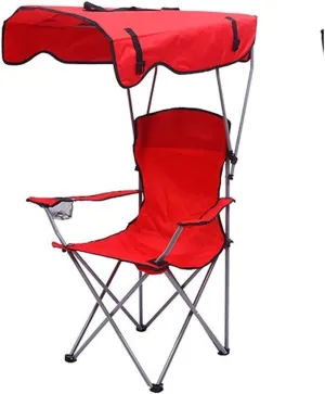 Camping Chairs Camping Chair with Shade Canopy Chair, Folding Recliner, Adjustable Outdoor Beach Lightweight Sunshade Folding Chairs Portable Folding Chair (Color : Red, Size : 50 * 50 * 90cm)