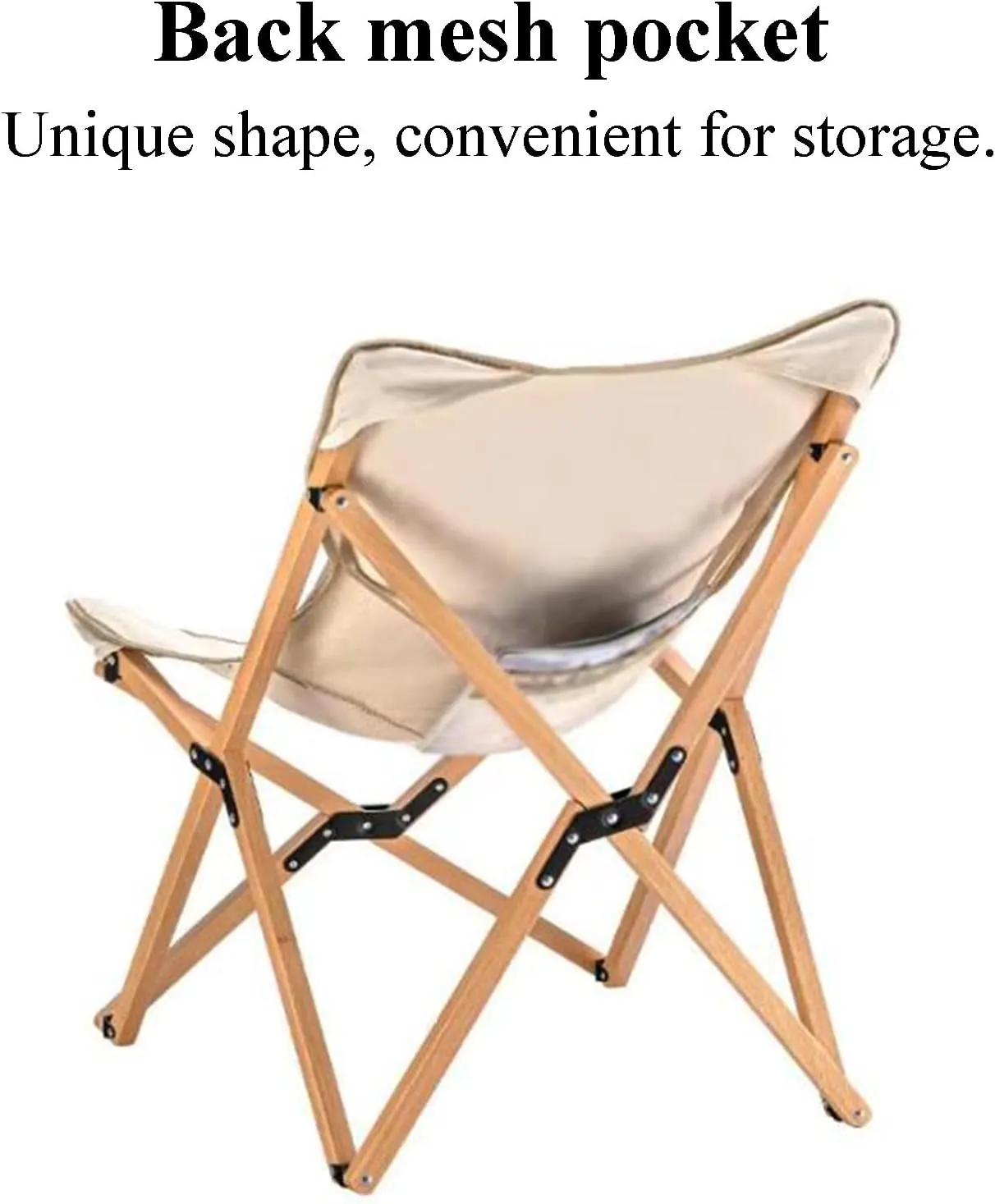 Camping Chairs for Adults Wooden Chair Frame Picnic Chairs Folding Camp Chair Lightweight with Mesh Pocket & Carrying Bag