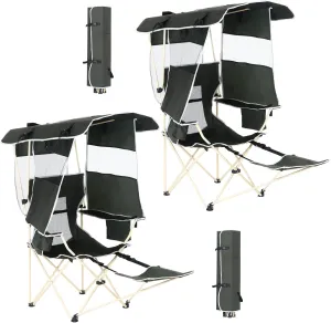 Camping Chairs with Shade, Sports Chair with Canopy, Folding Camping Chair, with Cooler and Cup Holder Foldable and Lightweight for Camping, Sports, Events & Patio (2-Pack with Footrest)