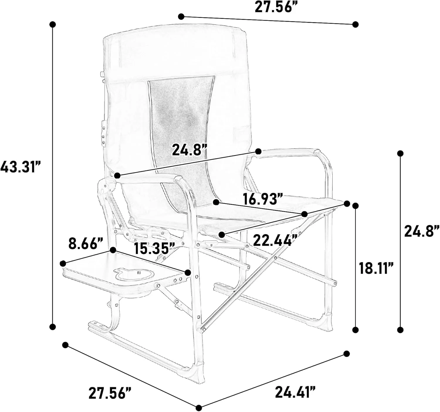 Camping Directors Chair, Heavy Duty,Oversized Portable Folding Chair with Side Table, Pocket for Beach, Fishing,Trip,Picnic,Lawn Blue (Blue   Steel)