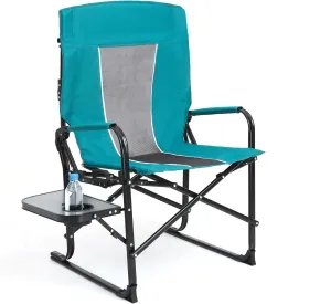 Camping Directors Chair, Heavy Duty,Oversized Portable Folding Chair with Side Table, Pocket for Beach, Fishing,Trip,Picnic,Lawn Blue (Blue   Steel)