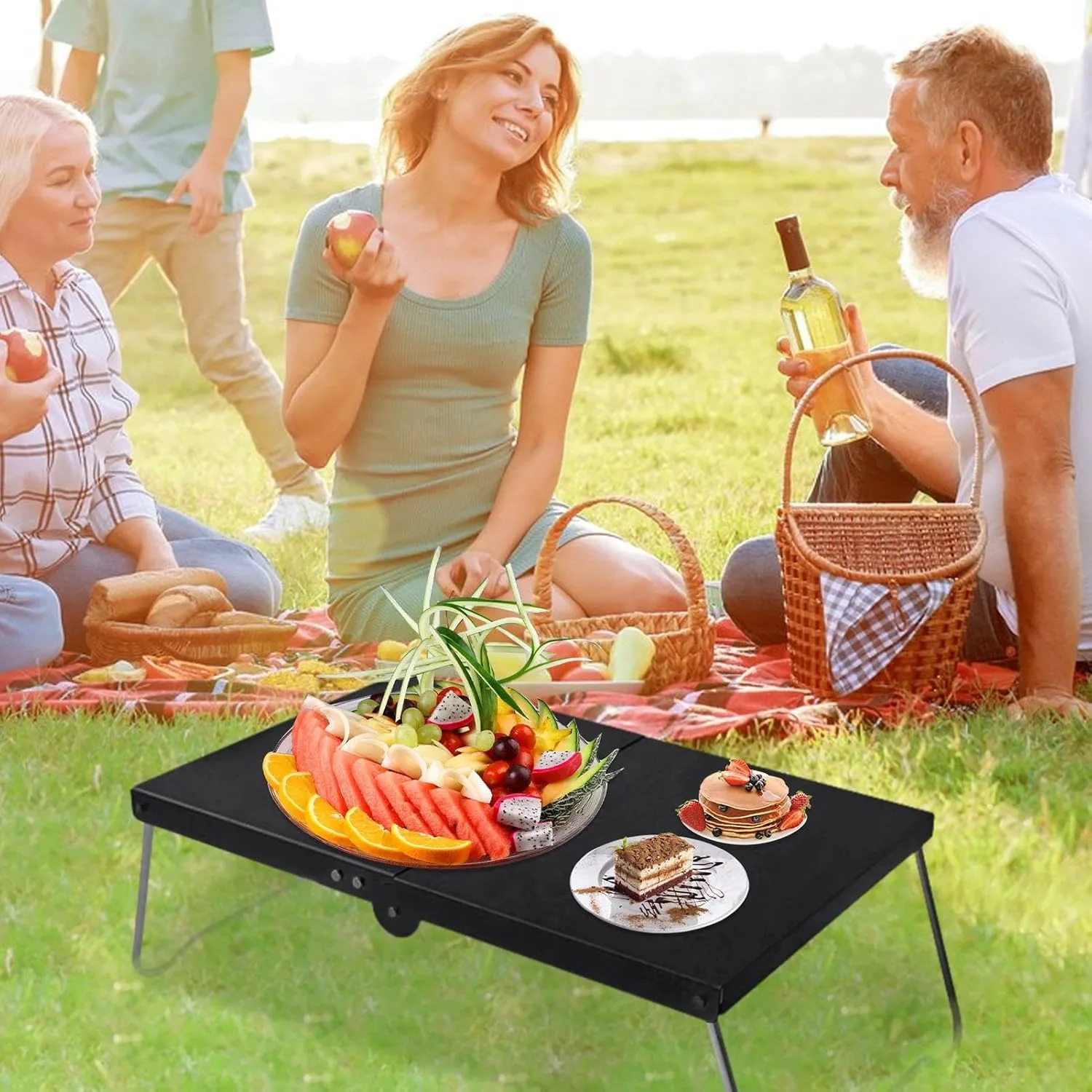 Camping Folding Table - Aluminum Alloy Fold Up Table, Portable Heavy Duty Sand Foldable Beach Tables, Small Outdoor Table, Camping Accessories, Collapsible Tables for Small Spaces
