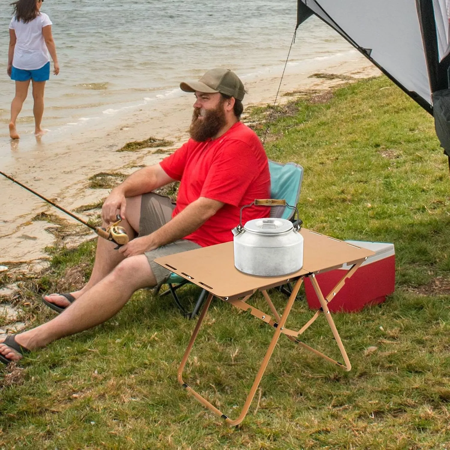 Camping Folding Table - Aluminum Foldable Metal Table, Portable Grill Table | Barbecue Picnic Table, Metal Outdoor Table, Aluminum Outdoor Table for Barbecue, Picnic, Camping, and Beach