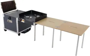 Camping Folding Table Outdoor Accompanying Small Kitchen Camping Barbecue Folding Table Portable Stove Self-Driving Picnic Equipment Multifunctional Table for Picnic Backyards Beach (Color : Black)