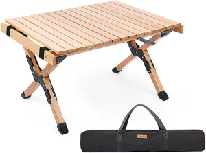 Camping Removable Solid Wood Table Portable Folding Roll Up Table Outdoor Picnic Multipurpose Foldable Ultralight Beach Table in a Bag