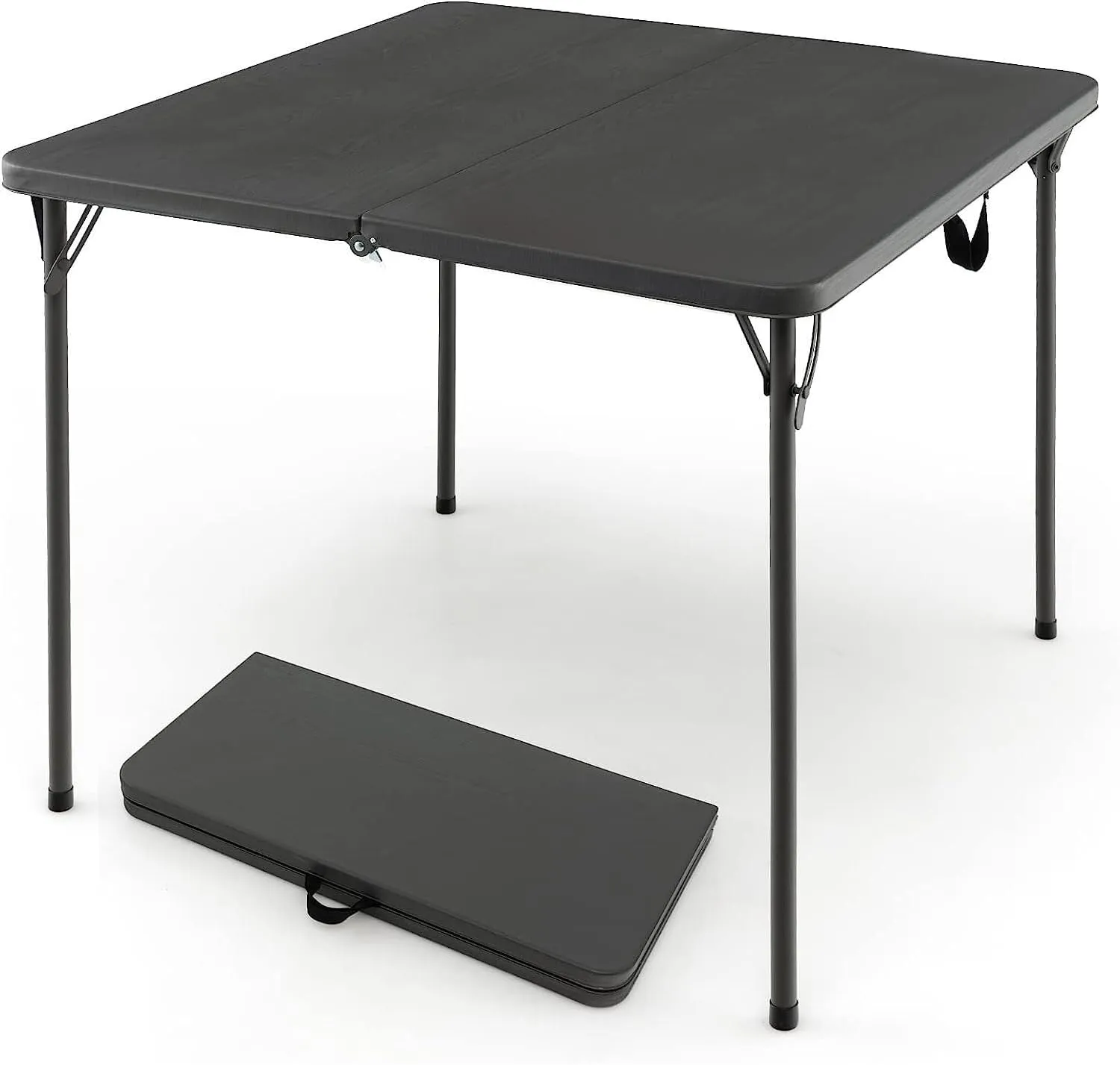 Camping Table, (3ft) Folding Table, Fold in Half Square Tables with Handle, Portable Plastic Dining Camping Trestle Table for Indoor and Outdoor Use(Gray)