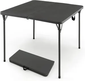 Camping Table, (3ft) Folding Table, Fold in Half Square Tables with Handle, Portable Plastic Dining Camping Trestle Table for Indoor and Outdoor Use(Gray)