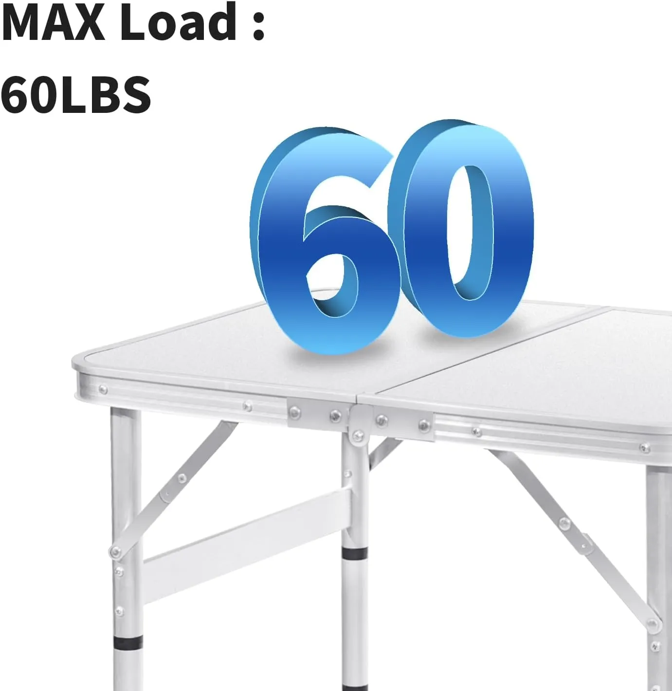 Camping Table 4 Height Adjustable Small Folding Table 2FT Foldable Portable Picnic Table Metal Aluminum Outdoor for Beach BBQ RV Black 23.6×15.7 inch