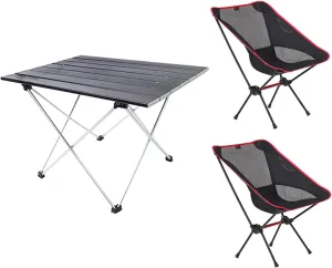 Camping Table Chairs Aluminum Alloy and Chair Set, Outdoor Square Tourist Barbecue Picnic Table, 40x40x56cm