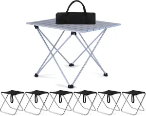 Camping Table Chairs Black Outdoor Folding Table Set, Portable Aluminum Camping Picnic Table, Used for Self-Driving Fishing and Barbecue 56x40x40cm (Color : White, Size : Package 3)