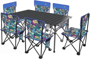 Camping Table Chairs Easy to Store Folding Table and Chair Set, Aluminum Outdoor Camping Picnic Table, Suitable for Courtyard, Beach, Fishing (Color : Package 4)