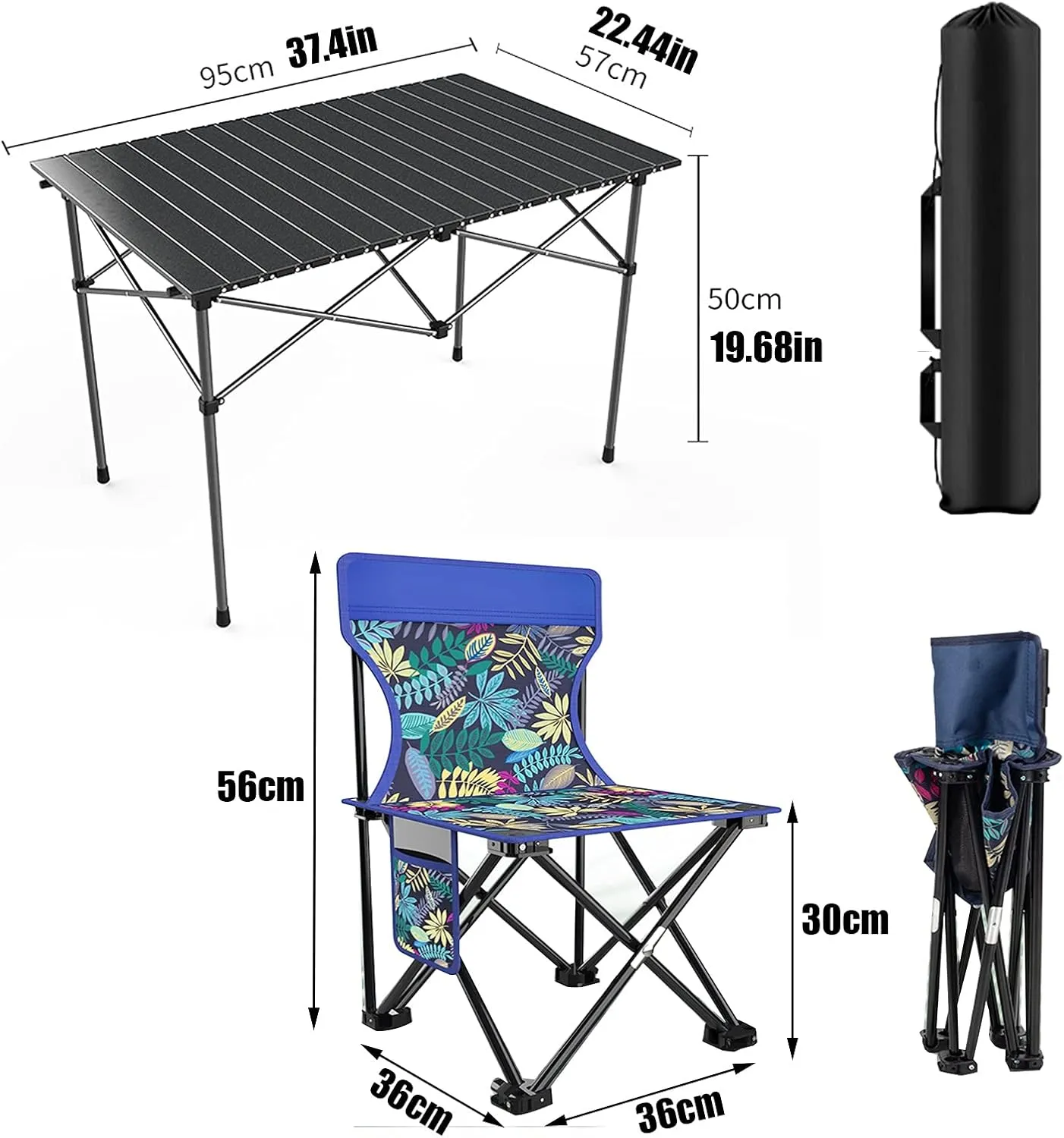 Camping Table Chairs Easy to Store Folding Table and Chair Set, Aluminum Outdoor Camping Picnic Table, Suitable for Courtyard, Beach, Fishing (Color : Package 4)