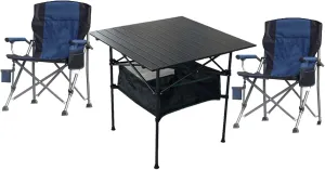 Camping Table Chairs Outdoor Aluminum Alloy and Chair Set, Used for Self-Driving Trip Barbecue Beach Camping Picnic Table, Easy to Carry