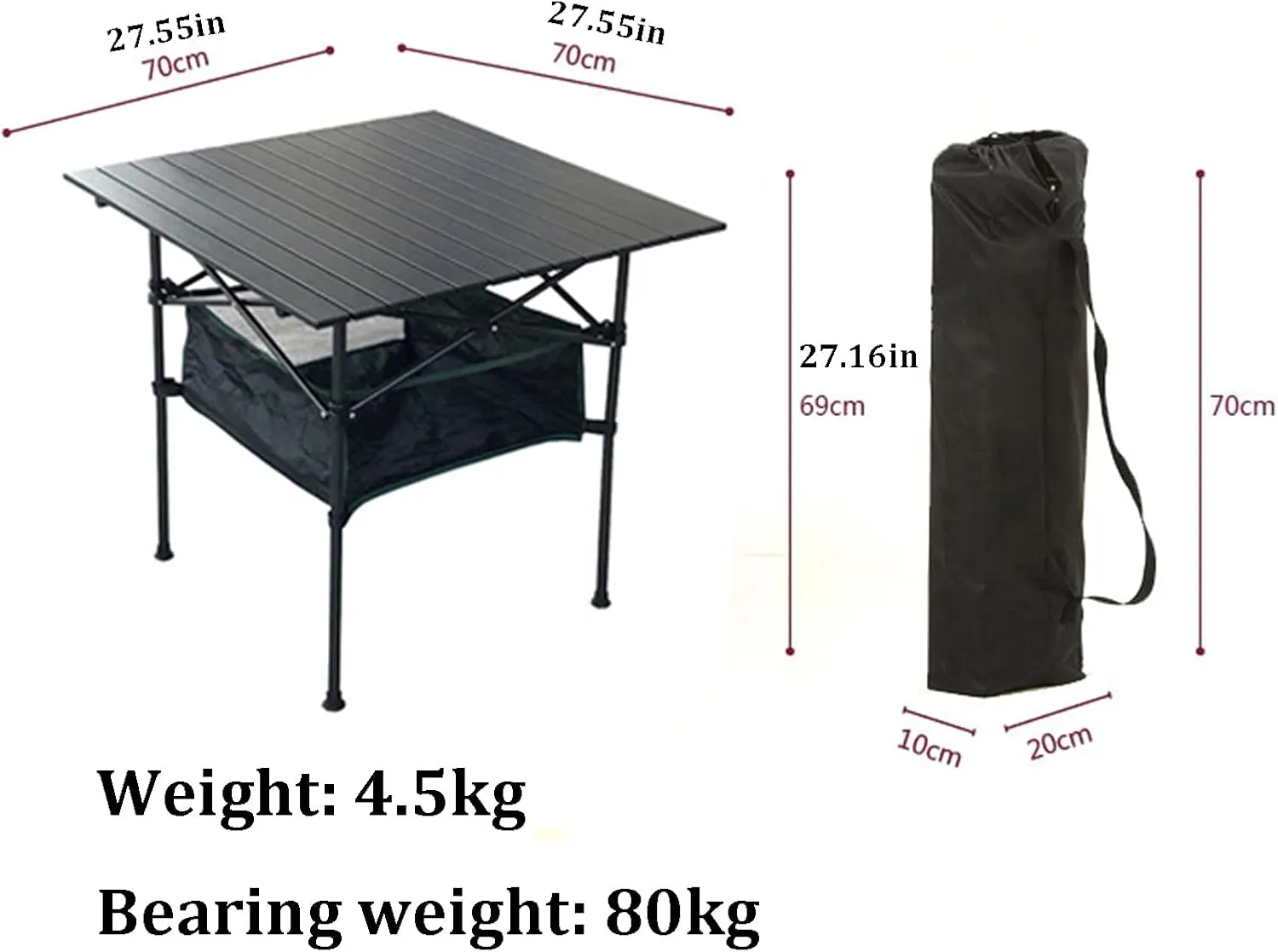 Camping Table Chairs Outdoor Aluminum Alloy Folding and Chair Set, Used for Self-Driving Trip Barbecue Beach Picnic Table, Easy to Carry