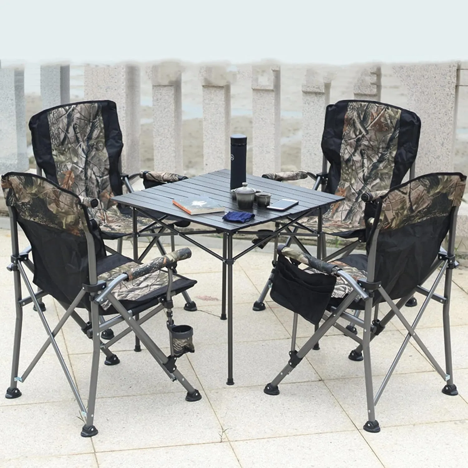 Camping Table Chairs Outdoor Aluminum Alloy Folding and Chair Set, Used for Self-Driving Trip Barbecue Beach Picnic Table, Easy to Carry