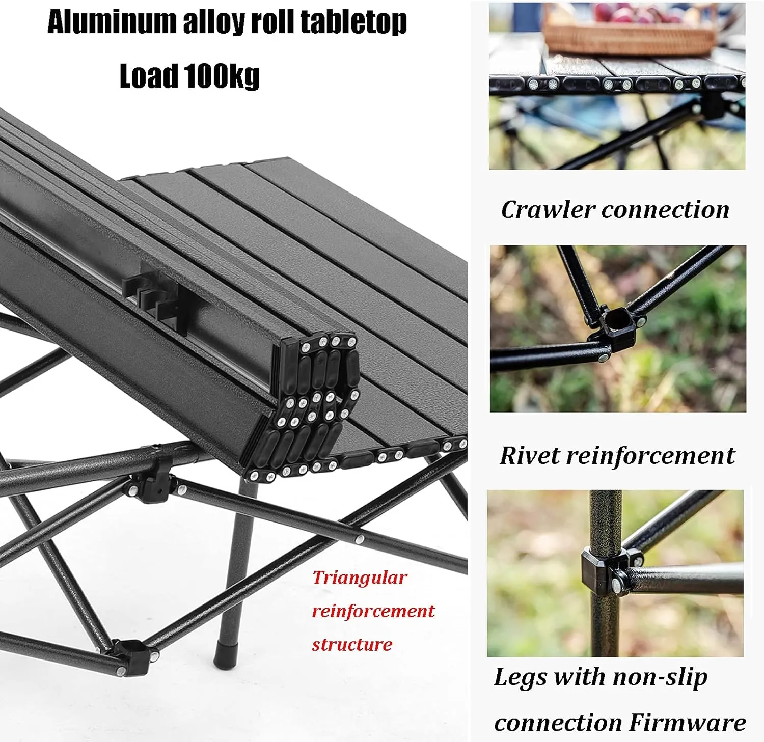 Camping Table Chairs Outdoor Aluminum Alloy Folding and Chair Set, Used for Self-Driving Trip Barbecue Beach Picnic Table, Easy to Carry