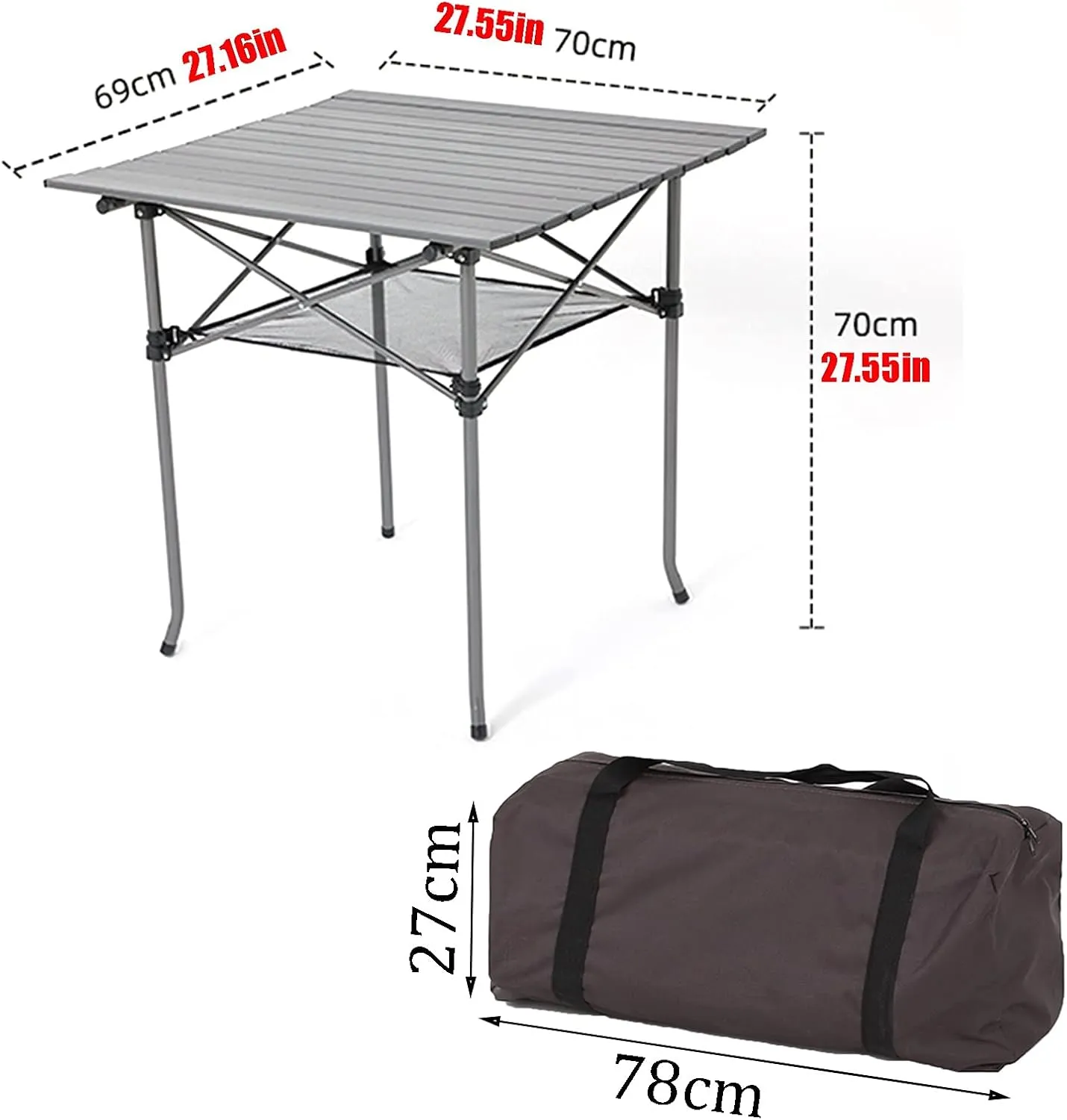 Camping Table Chairs Outdoor and Chair Set, Aluminum Alloy Roll Table Top, Suitable for Balcony Garden Fishing Camping Picnic Table