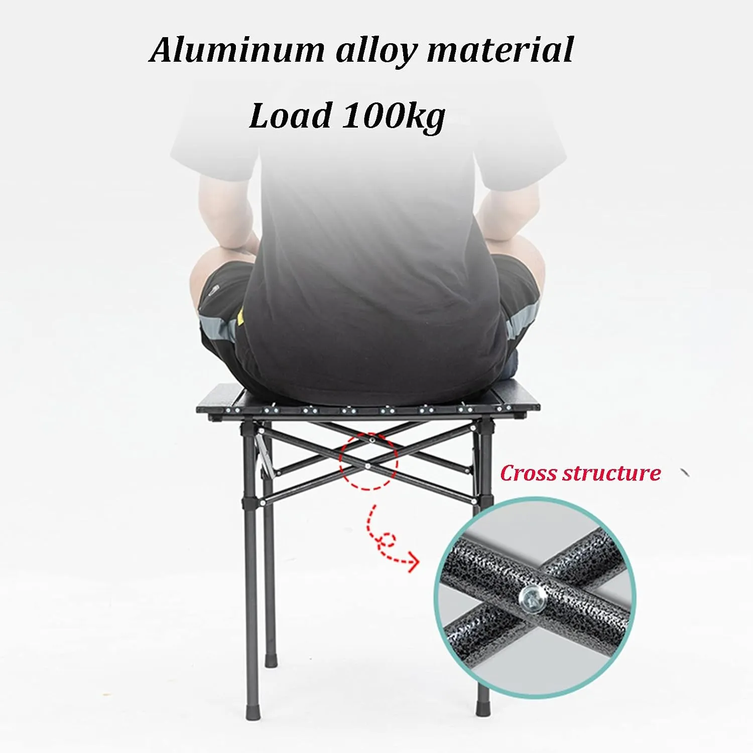 Camping Table Chairs Outdoor and Chair Set, Aluminum Alloy Roll Table Top, Suitable for Balcony Garden Fishing Camping Picnic Table