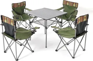 Camping Table Chairs Outdoor Folding Table and Chair Set, Aluminum Alloy Roll Table Top, Suitable for Balcony Garden Fishing Camping Picnic Table (Color : Package 2)