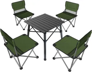 Camping Table Chairs Portable and Chair Set, Aluminum Outdoor Picnic Table, Suitable for Courtyard Barbecue Travel