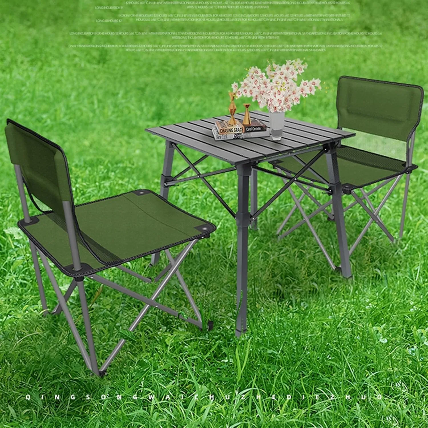 Camping Table Chairs Portable and Chair Set, Aluminum Outdoor Picnic Table, Suitable for Courtyard Barbecue Travel