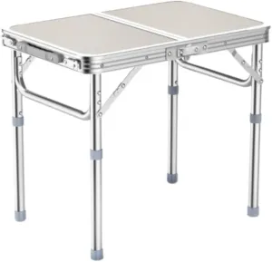 Camping Table Folding Table Outdoor Table Small Folding Table Portable Camping Table with Mesh Holders Lightweight Aluminum Adjustable Height Folding Camping Table