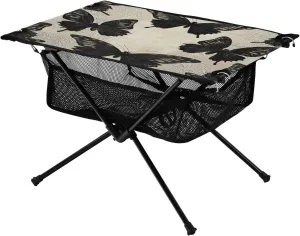 Camping Table Lightweight Portable Folding Table with Mesh Storage Net Black Butterfly Flower Ideal for Camping Hiking Beach Picnic Travel Backyard