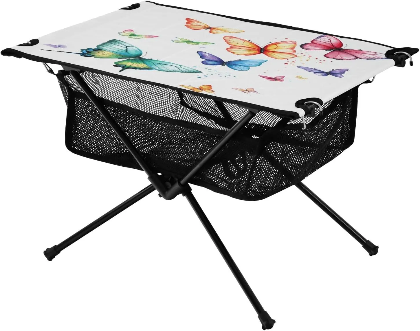 Camping Table Lightweight Portable Folding Table with Mesh Storage Net Butterfly Flower Tie Dyeing Ideal for Camping Hiking Beach Picnic Travel Backyard