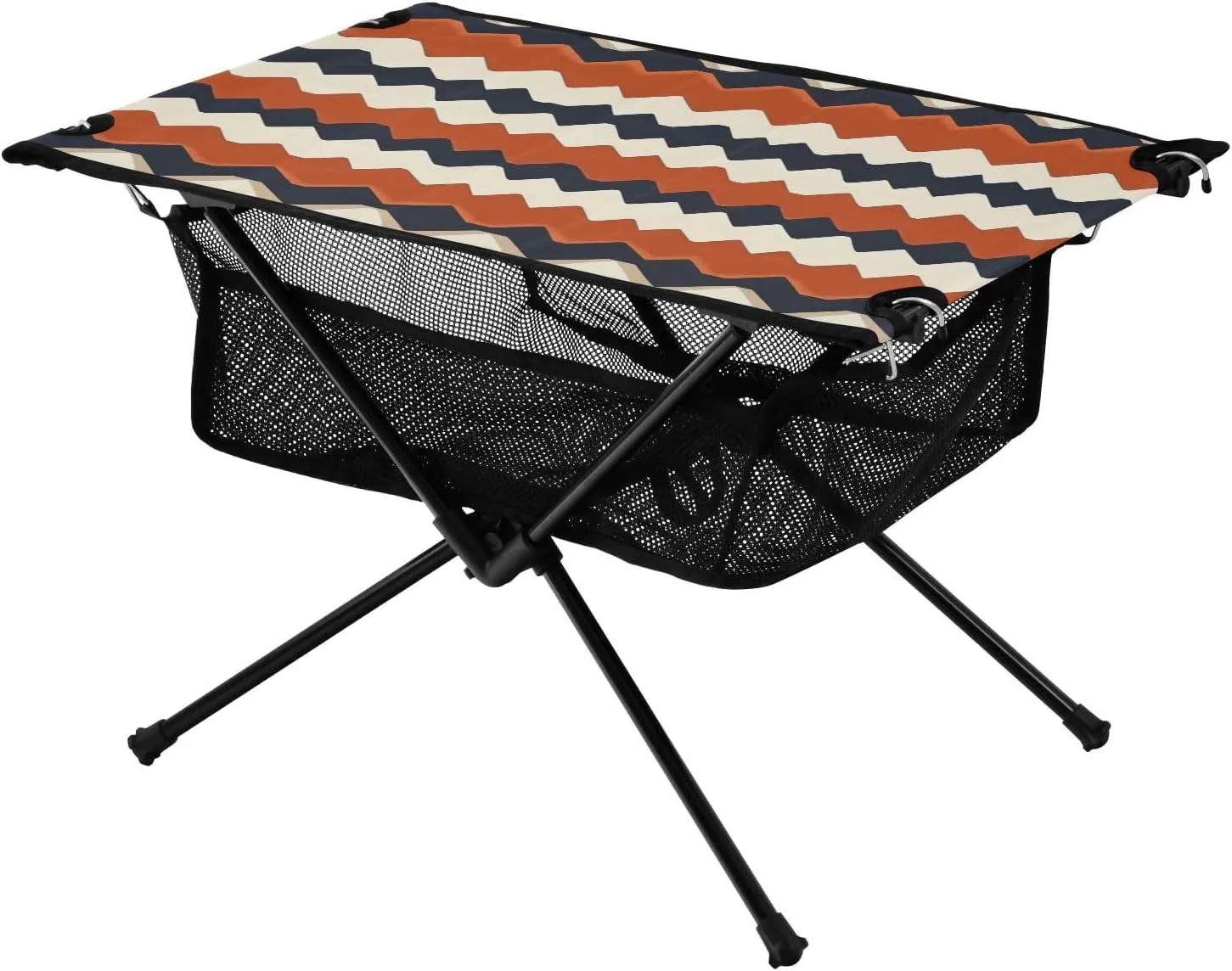 Camping Table Lightweight Portable Folding Table with Mesh Storage Net Colour Wave Stripes Serrated Ideal for Camping Hiking Beach Picnic Travel Backyard