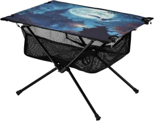 Camping Table Lightweight Portable Folding Table with Mesh Storage Net Owl Castle Ideal for Camping Hiking Beach Picnic Travel Backyard